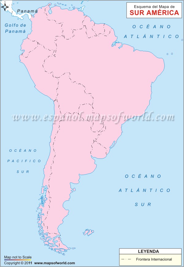 Mapa en Blanco de America del Sur Contorno America del Sur